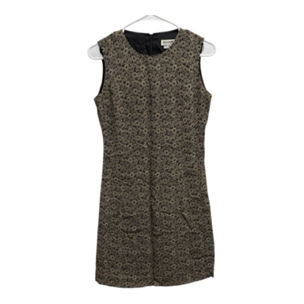 Isadora Vintage Black and Tan Midi Sheath Dress Size 2 Petite